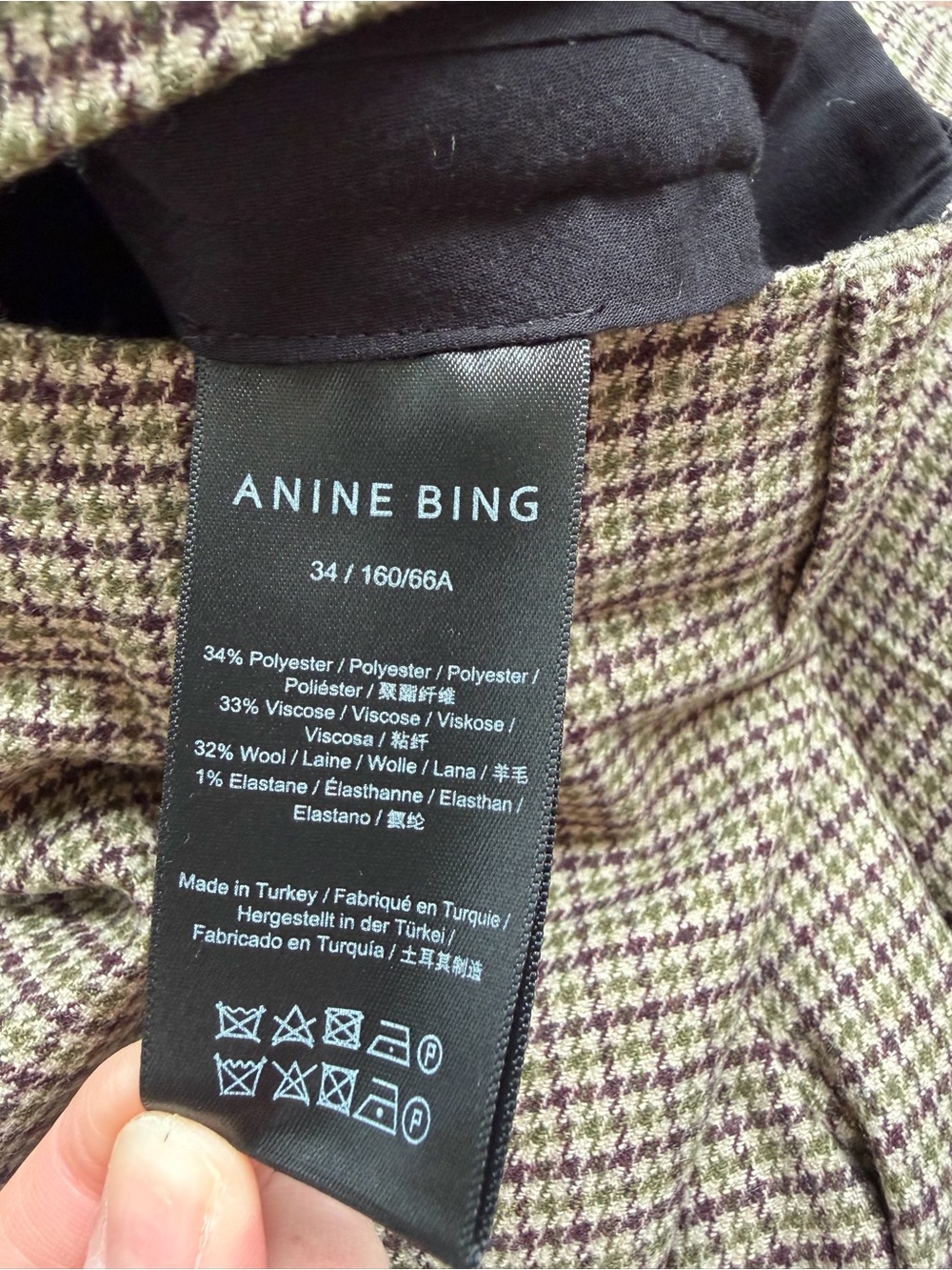 Anine Bing Lyra Houndstooth Flare Split Hem Trousers 34 / US 2 - Picture 4 of 11